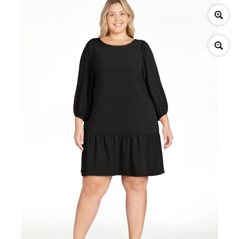 Just My Size Women’s 3/4 Sleeve Black Tiered Dress 2X NEW